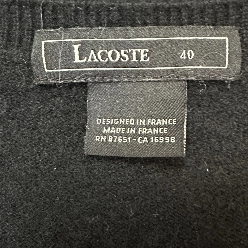 Lacoste Women's Cashmere Dress Round Neck Patch Pockets 3/4 Sleeves Size M